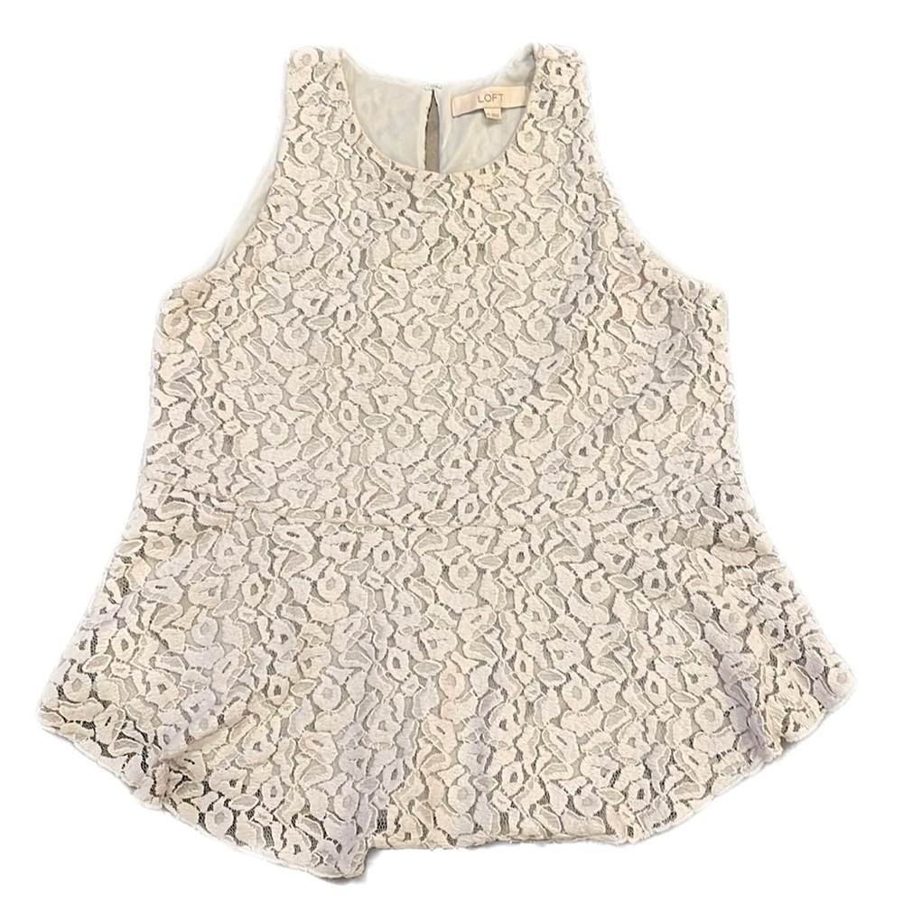 Ann Taylor Loft Women’s Blouse Sleeveless Gray Lace Size: XS